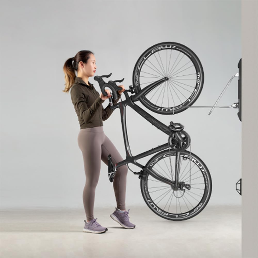 Maclean MC-471 Vertikaler, schwenkbarer und klappbarer Fahrradhalter für die Wand, 5-stufige Höhenve