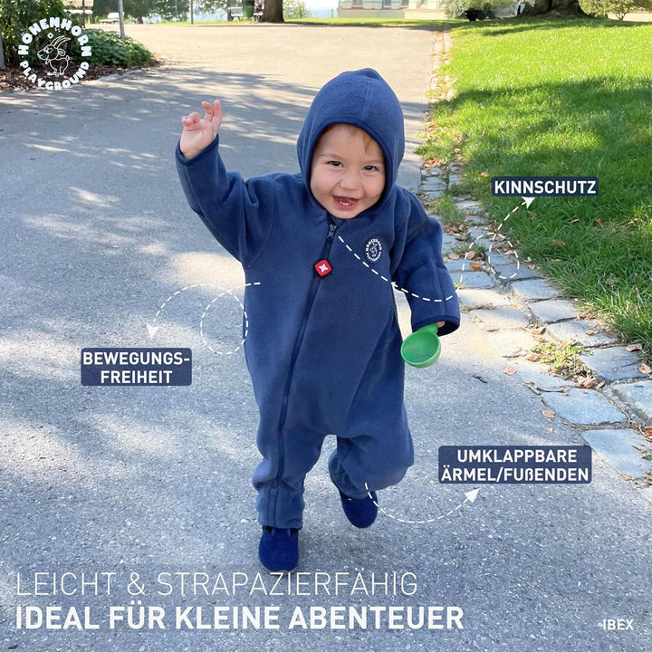 Höhenhorn Ibex Baby Fleece Overall Winter Herbst Strampler Kleinkind mit Kapuze 62 Dunkelblau, 62 Du