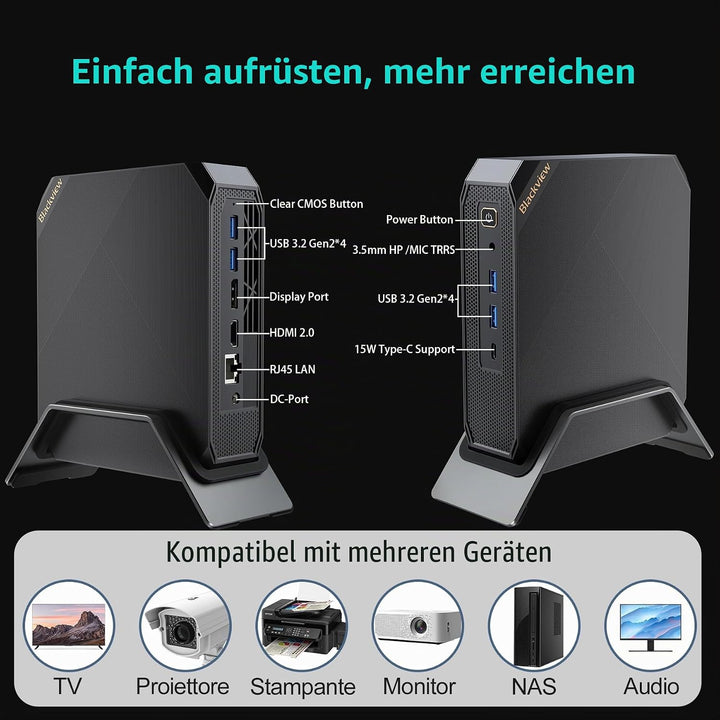 Blackview Mini PC Intel Core i5-12450H(bis zu 4,40GHz), MP200 16GB + 1TB Mini Desktop Computer Windo