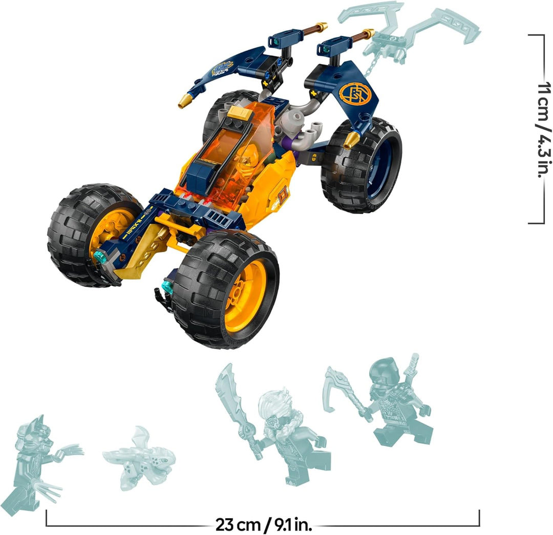 LEGO NINJAGO Arins Ninja-Geländebuggy, Ninja-Spielzeug mit Auto, Drache und 4 Mini-Figuren, Abenteue