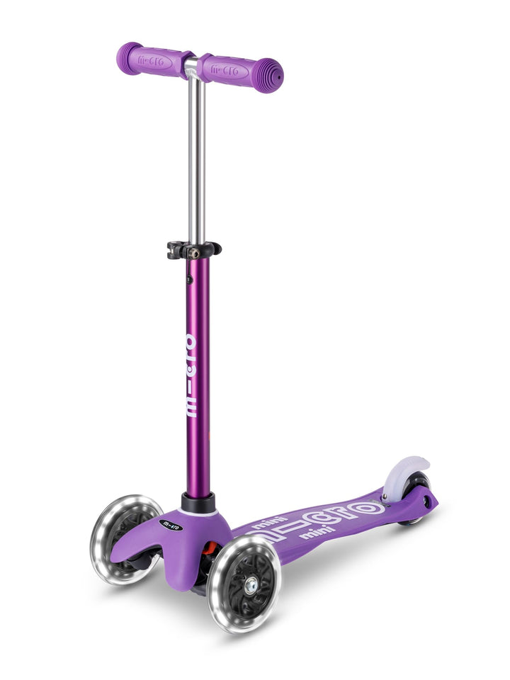 Micro Scooters | Mini Micro Deluxe LED Children's Scooter | Handlebar Adjustable | Light Up Wheels |