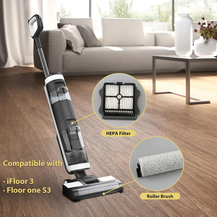 Ersatzteile für iFloor 3/Floor One S3 Nass- und Trockensauger, 2 Stück Bürstenrollen + 4 Stück Staub