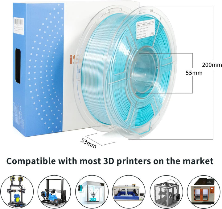 iSANMATE Dual Seide Filament PLA 1.75mm, Dual Silber Blau Silk PLA Filament, 3D Drucker Silk Filamen