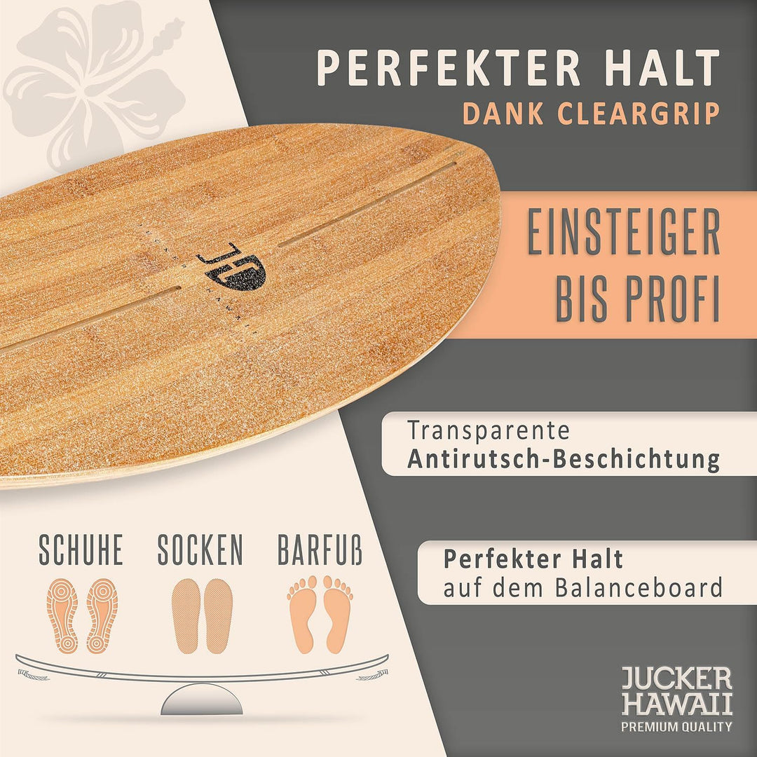 JUCKER HAWAII Balance Board Ocean Rocker | Balanceboard mit Rocker Shape (100% Echtholz) und extra r
