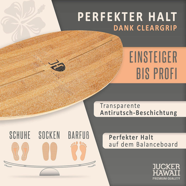 JUCKER HAWAII Balance Board Ocean Rocker | Balanceboard mit Rocker Shape (100% Echtholz) und extra r