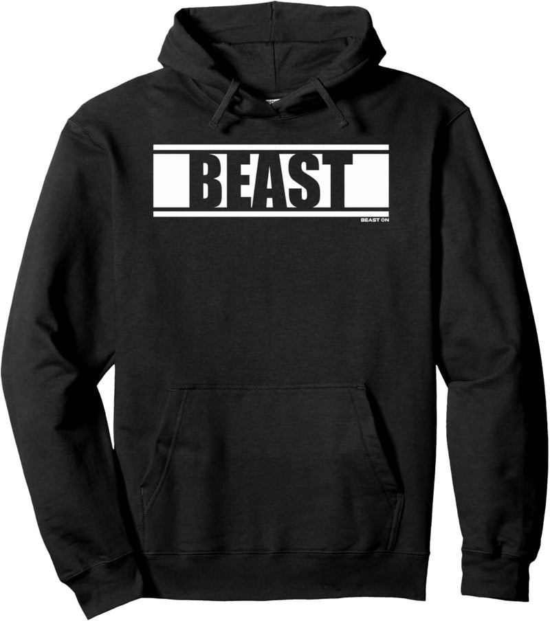 Beast Gym Fitness Workout Spruch Motivation Wort in weiss Pullover Hoodie