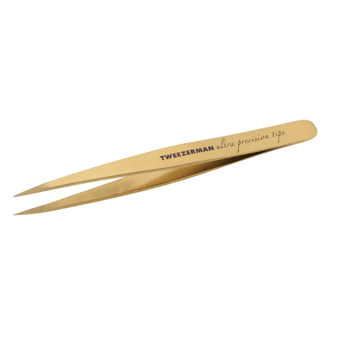 TWEEZERMAN Pinzette mit Präzisions-Spitze aus Rostfreiem Edelstahl, Gold, Gold