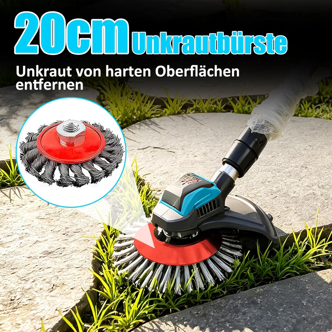 21V Rasentrimmer mit Akku, 3 in 1 Rasenkantenschneider mit Unkrautbürste, Faltbar Elektrischer Motor