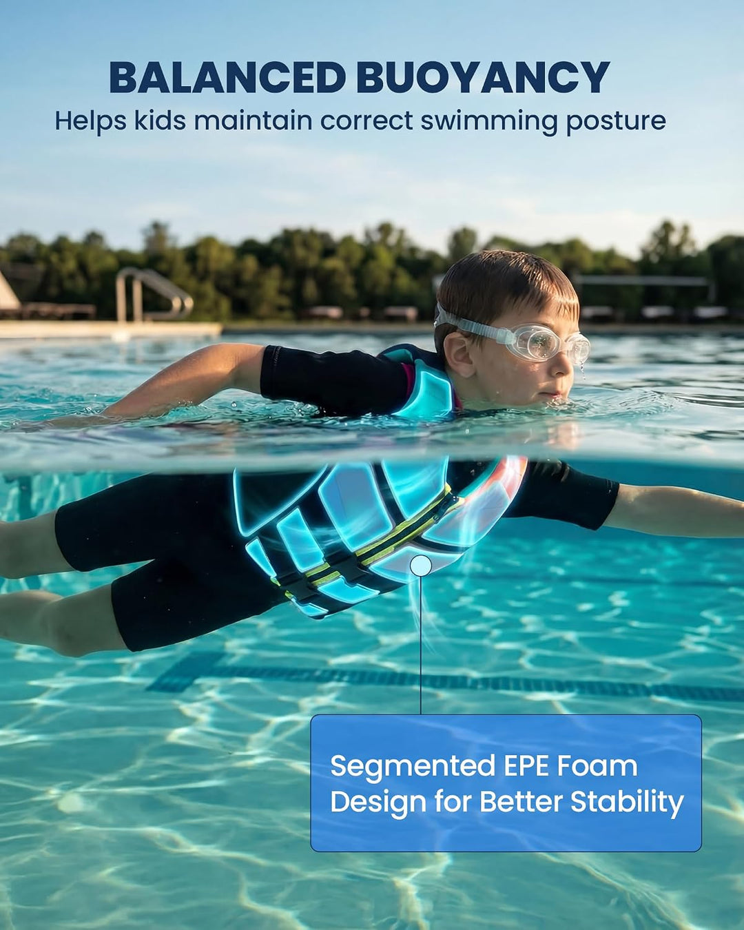Owntop Schwimmhilfe für Jugend Kinder, Verstellbare Auftriebsweste Unisex, Schwimmweste mit Doppelte
