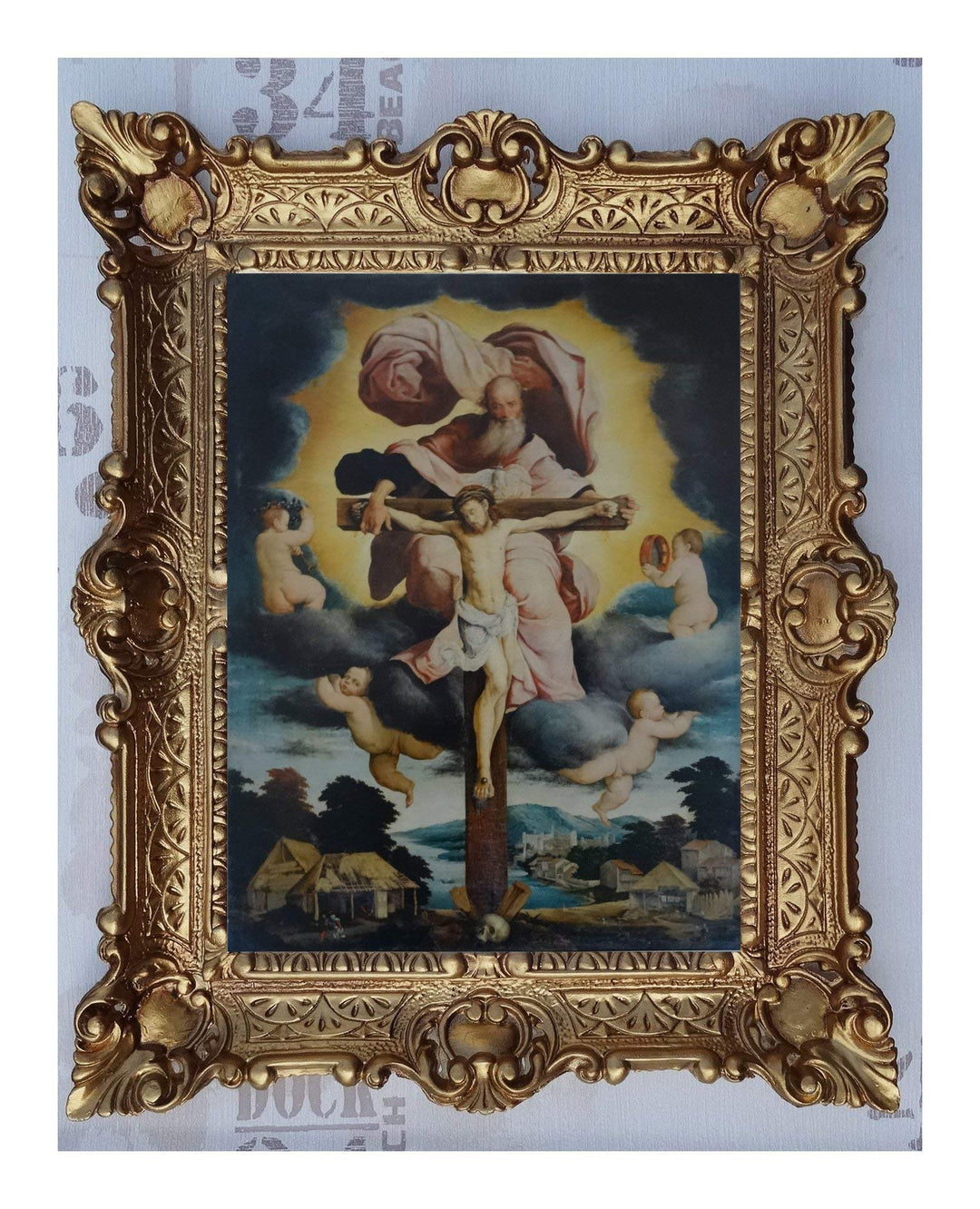 Lnxp Bild Bilder Gemälde in den Rahmen montiert 56x46 cmReligiös Mutter Maria Gottes Maria Jesus Chr