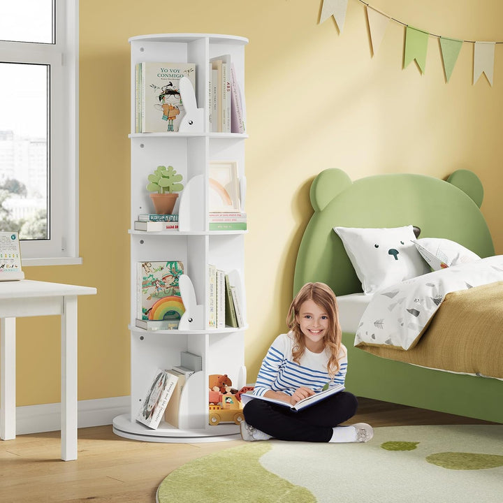 WOLTU Bücherregal Kinder, drehbares Kinderregal mit 4 Ebenen, Bücher Regal Kinderzimmer Wohnzimmer,