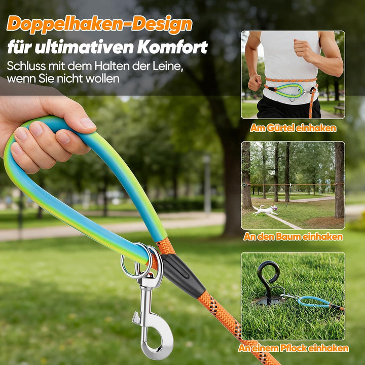 Aystkniet Schleppleine für Hunde, 5M 10M 15M 20M 30M Lange schleppleine mit 2 Wirbelhaken, Trainings