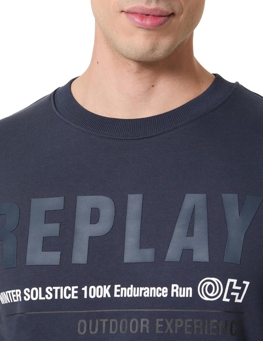 Replay Herren Sweatshirt mit Logo ohne Kapuze M 087 Navy, M 087 Navy
