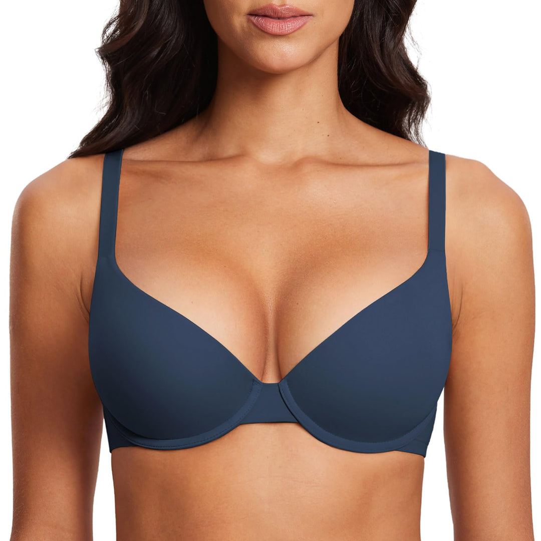 DOBREVA Damen Push Up Bügel BH Soft T shirt BHS mit Licht Gepolstert Komfort Sexy 70A Sargasso, 70A