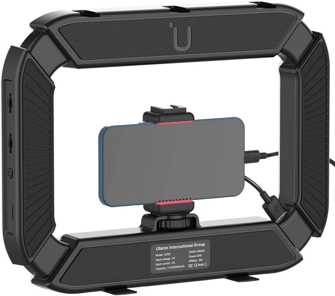 Ulanzi U200 Ringlamp Video Rig - with Phone Holder and Built-in Power Bank