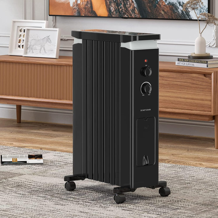 RELAX4LIFE Ölradiator 1500W, Elektrische Heizung mit 7 Rippen&3 Heizstufen&Handtuchhalter, Elektrohe