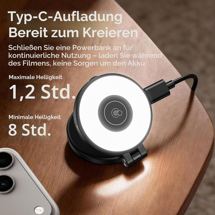 ULANZI LM21 Magnetische Selfie Licht, Selfie Ringlicht für iPhones, Handy Ringlicht mit 3 Farbtemper