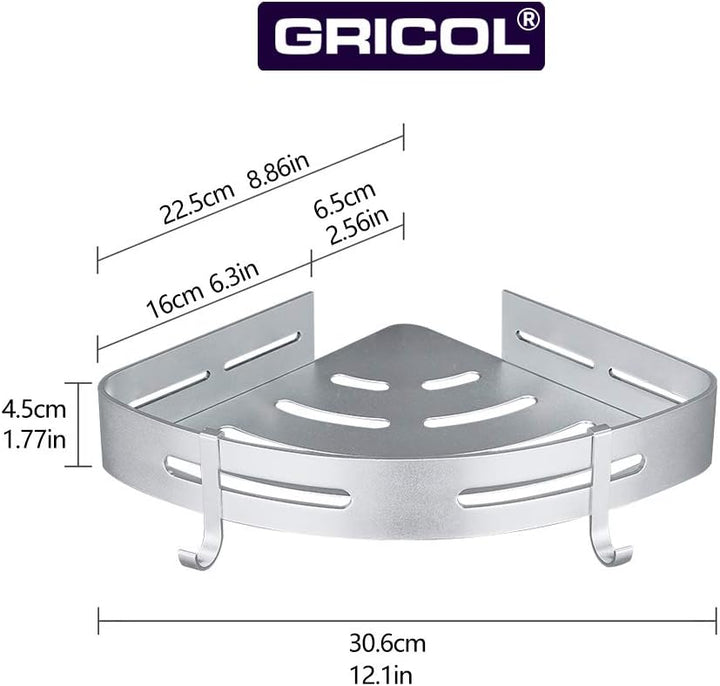 GRICOL Eckablage Duschkorb Duschregal ohne Bohren Duschablage Metall Mit 4 Haken Dusche Ablage Badre