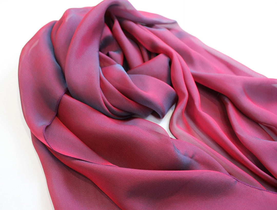 Prettystern Damen Unifarbe Seidentaft 100% Chiffon Seide festlich Stola Schultertuch Schal für Abend