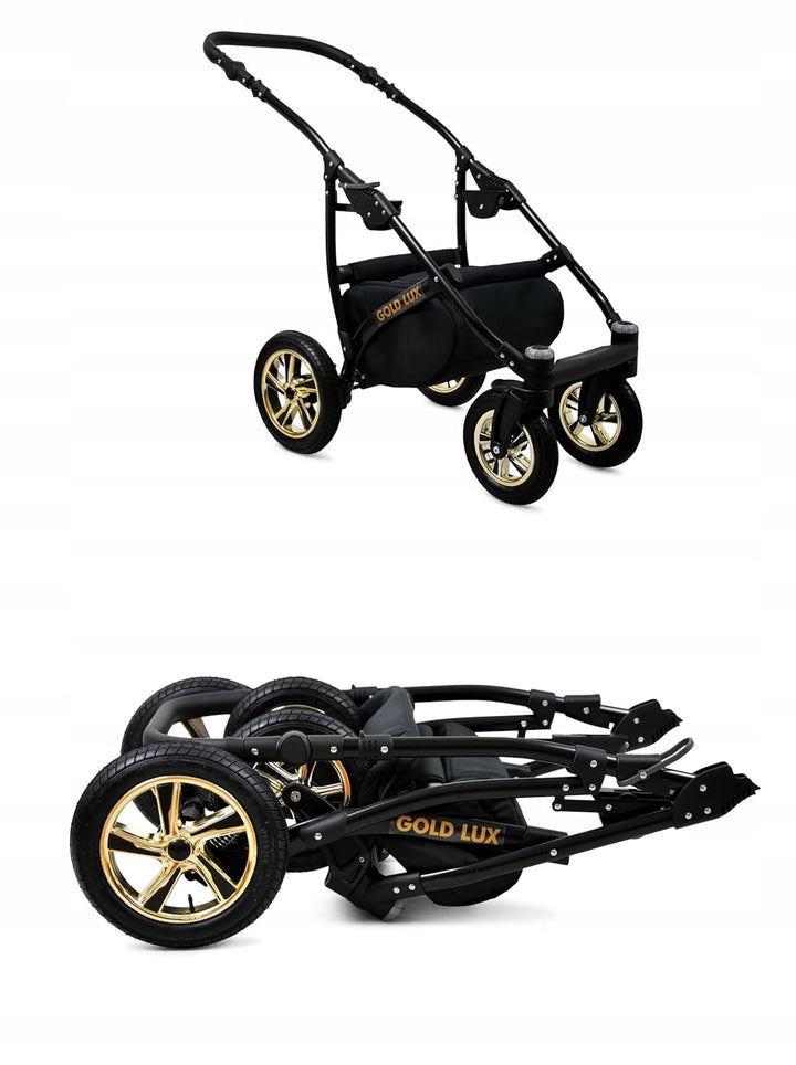 BabyLux® Kinderwagen Set 4 in 1 - Gold Lux - incl. Babywanne, Buggy Sportsitz, Auto-Babyschale, ISOF