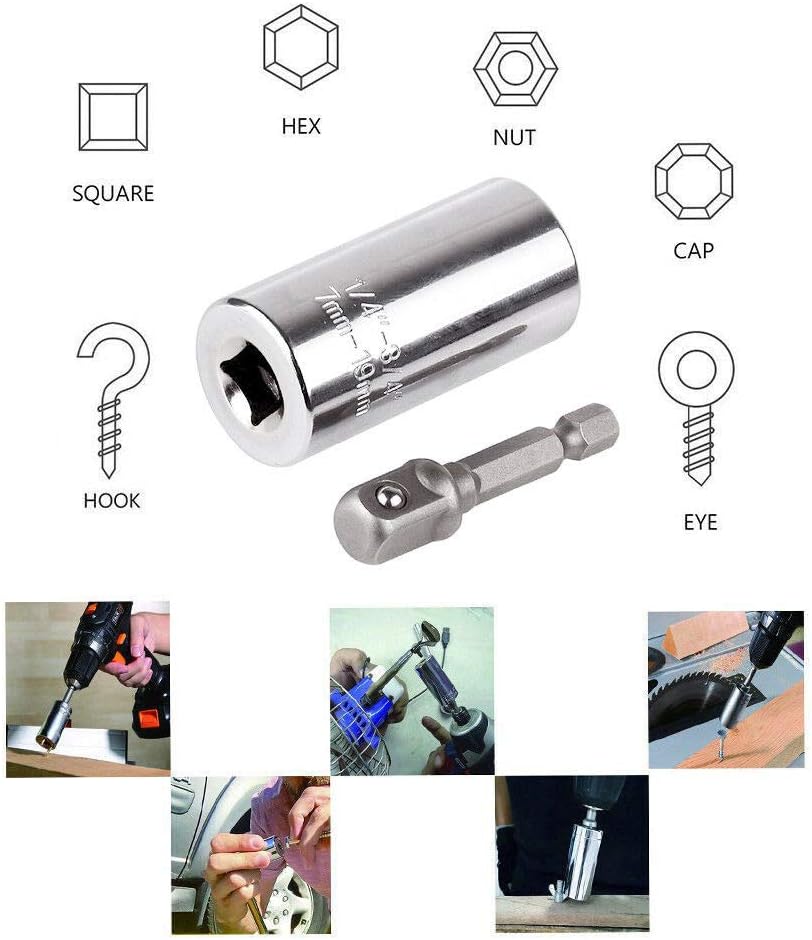 BE-TOOL Steckschlüssel-Universal-Steckschlüssel-Set, Bohrmaschinen-Adapter, selbstjustierende Kombin