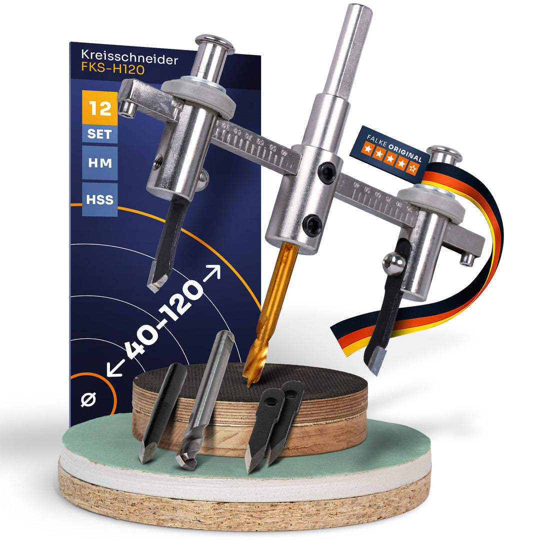Falke Kreisschneider FKS-H 120 - Universal für Holz, Kunststoff, Gipskarton | Durchmesser stufenlos