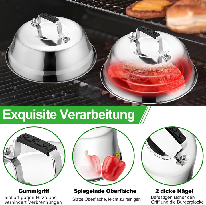 HaWare Grillspachtel mit Burgerglocke 4er Set, Abs Kunststoffgriff 2&#xD7;Grillspachtel + 2&#xD7;Bur