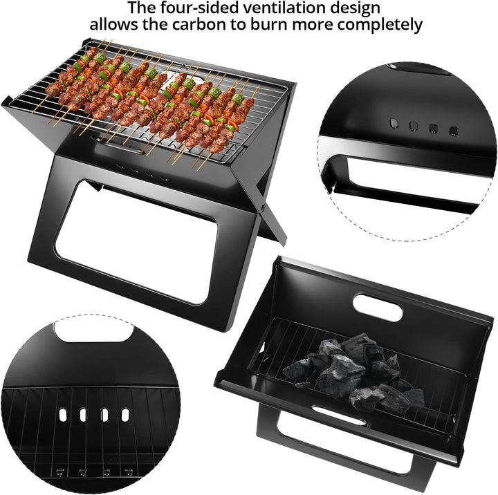 QWORK® Klappgrill, Faltgrill, Hitzebeständiger Laptopgrill, für Camping, Reise