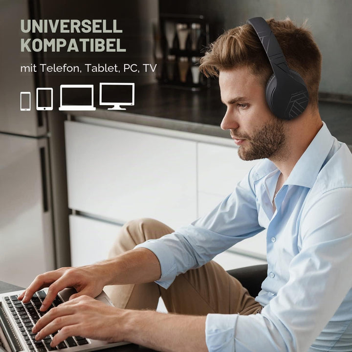 PowerLocus P6 Bluetooth Kopfhörer Over Ear, Over Ear Kopfhörer Kabellos mit Super Bass, 40Std. Spiel