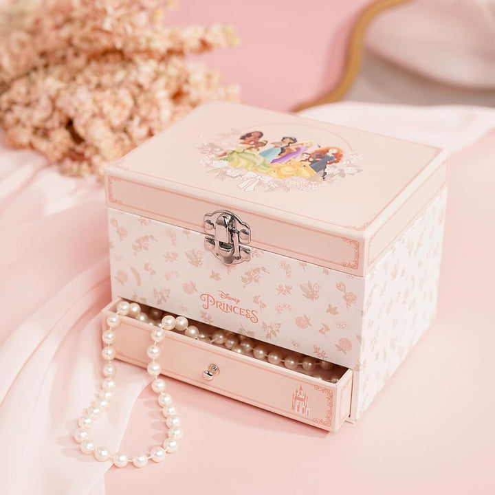 Widdop and Co Disney Princess Schmuckkästchen mit Musik, Pastellrosa, 15,5 x 11,5 x 11,5 cm, mit Spi