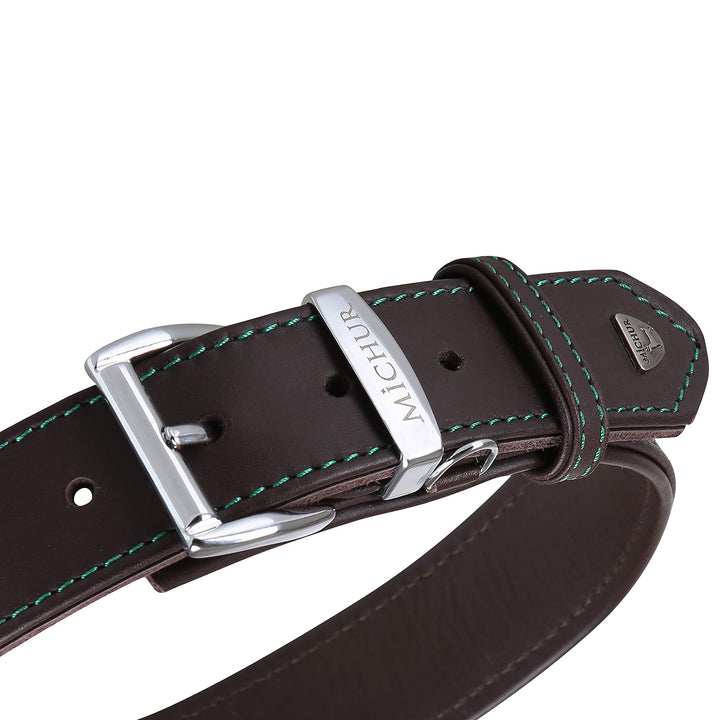 MICHUR Classica Hundehalsband Leder, Lederhalsband Hund, Halsband, Braun, Leder, in verschiedenen Gr
