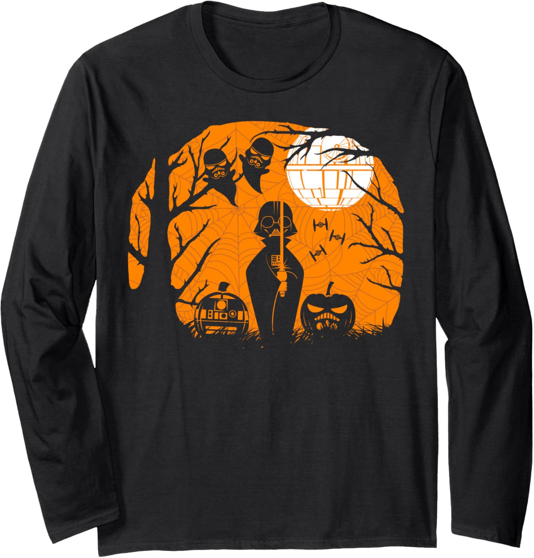 Star Wars Halloween Darth Vader Death Star Silhouette Langarmshirt
