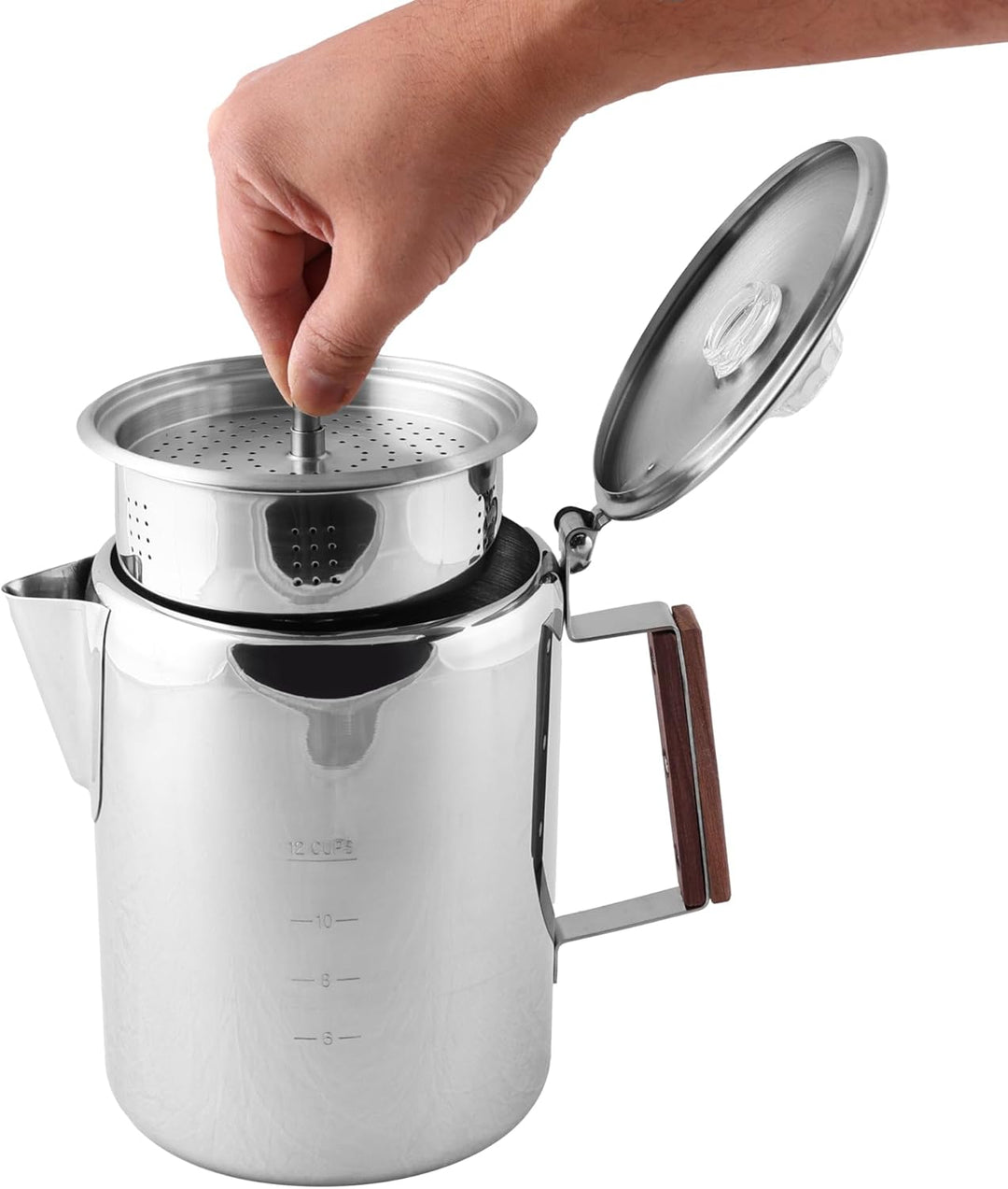 Coghlans Unisex – Erwachsene Coffee Pot Edelstahlkanne 12 Tassen Silber, 12 Tassen Silber