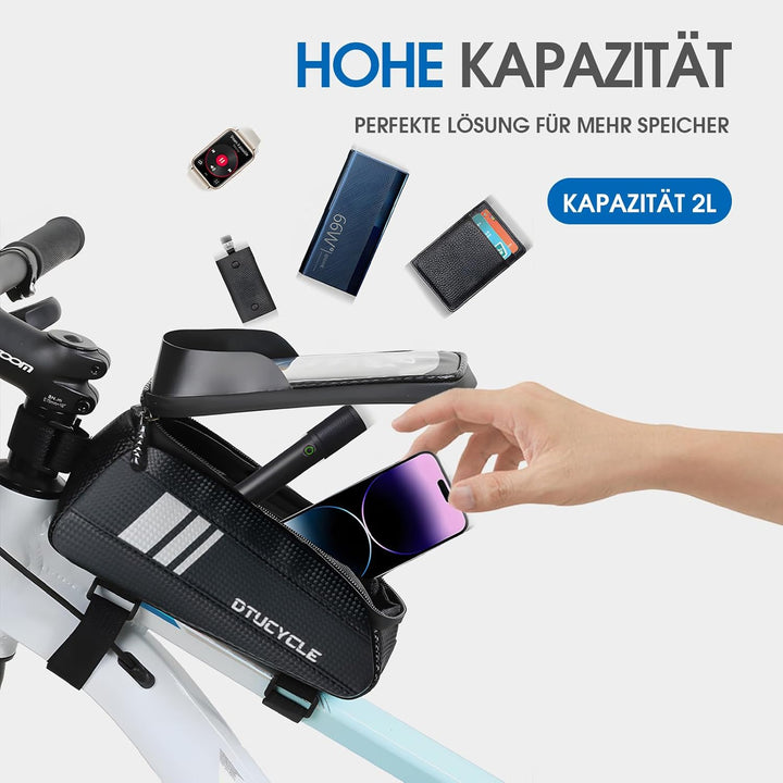 Fahrrad Rahmentasche Wasserdicht Universell für Handy 7zoll, Carbonfaser Lenkertasche Klein für ebik