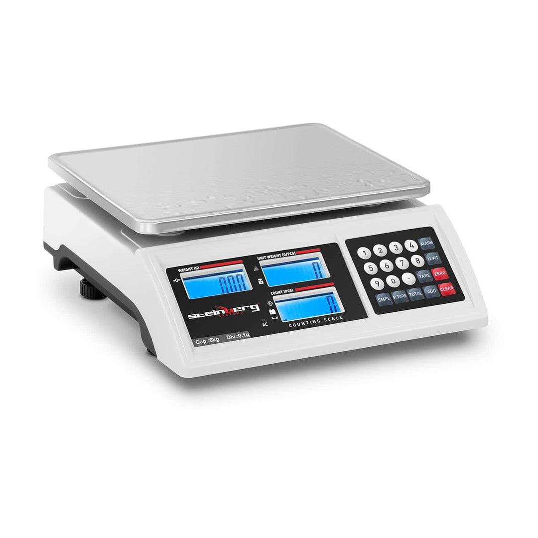 Steinberg Systems SBS-ZW-601 Zählwaage 6 kg / 0,1 g Akku 80 h 3 LCD-Displays RS232-Schnittstelle Inv