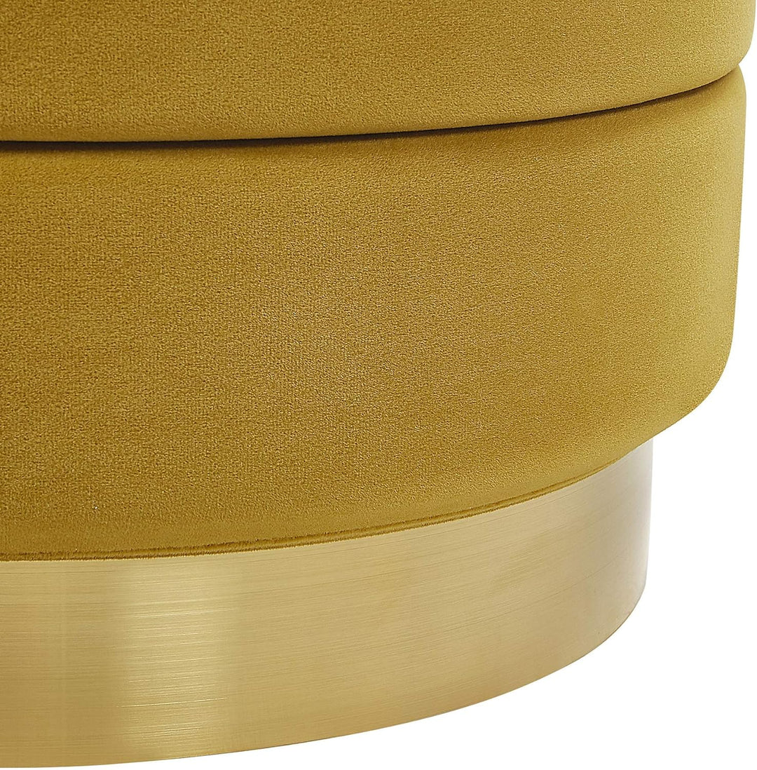 Beliani Runder Pouf im 2er Set aus Samt senfgelb Ottoman Sitzpouf Garland