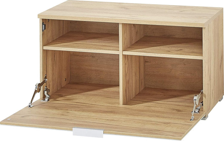 Germania Schuhbank 3972-242 GW-TELDE, in Navarra-Eiche-Nb./Weiss, Klappe mit Glasfront, 89 x 49 x 40