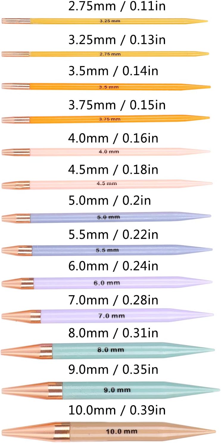 Zerodis 13 Paar Austauschbare Stricknadeln Set Kunststoff Polycarbon Nadeln Häkelnadeln Rundstrickna