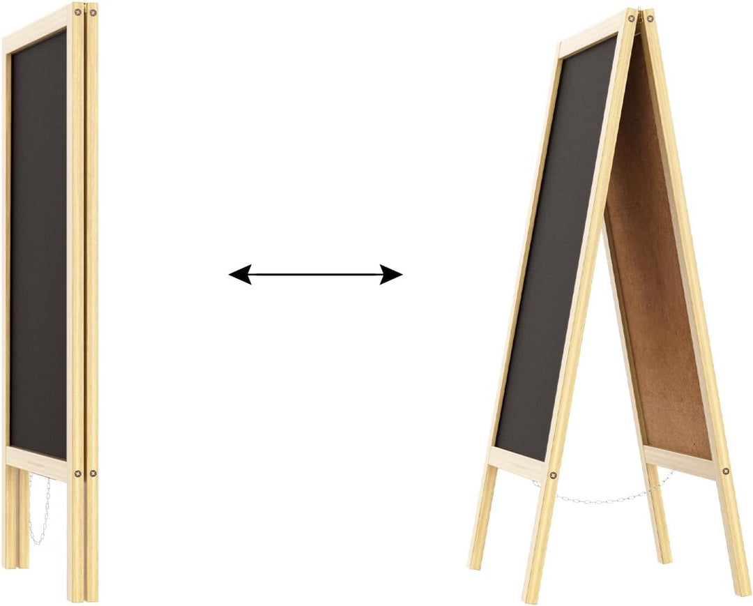 ALLboards Kundenstopper mit naturlackierten Holzrahmen 100x60cm, Werbetafel, Gehwegaufsteller, Aufst