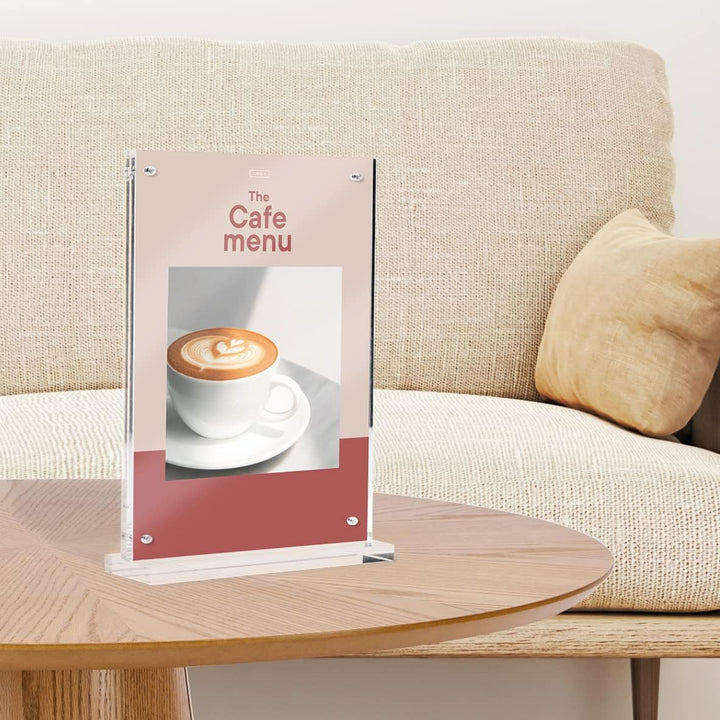 Europel Luxe Tischaufsteller DIN A5, T-Aufsteller, mit Magnete, Hochformat, Acryl, Speisekarten & Pr