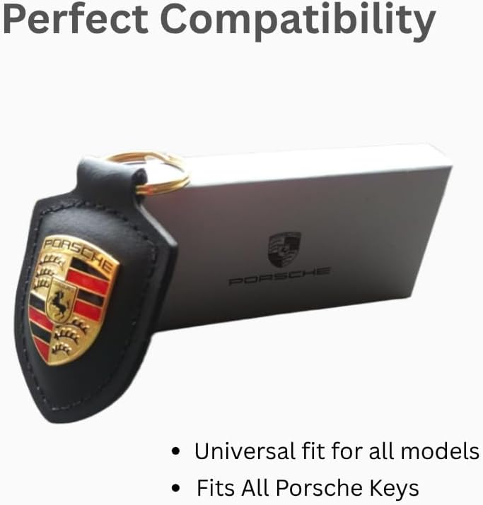 ORIGINAL Porsche Schlüsselanhänger SCHWARZ Leder mit Wappen WAP0500900E, Schwarz