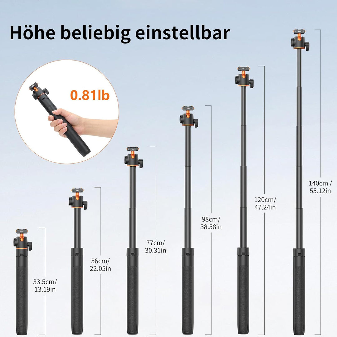 VRIG 140cm Selfie Stick Stativ für Insta 360 Ace Pro 2/ X5/ X4 Air, AC-104 | Magnetischer Schnellwec