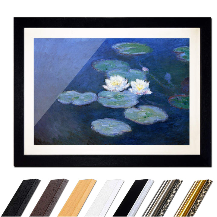 Bild mit Rahmen - Claude Monet Seerosen 80x60 cm ca. A1 - Gerahmter Kunstdruck inkl. Galerie Passepa