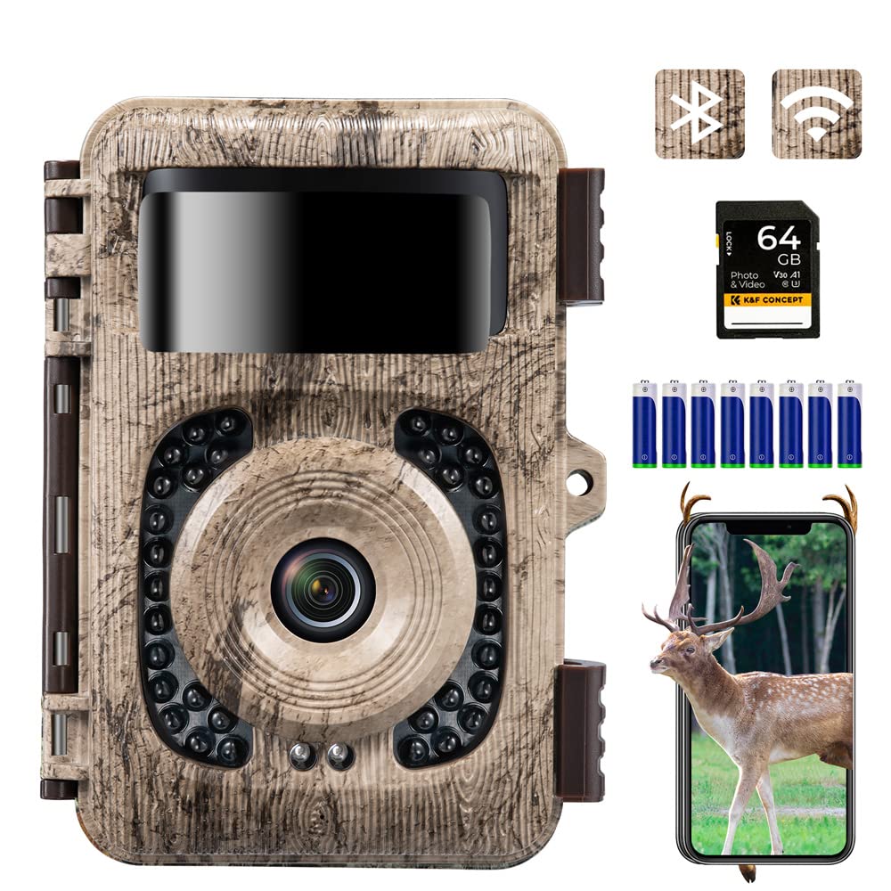 K&F Concept 48MP 4K WLAN Wildkamera handyübertragung, WiFi Wildkamera mit bewegungsmelder nachtsicht