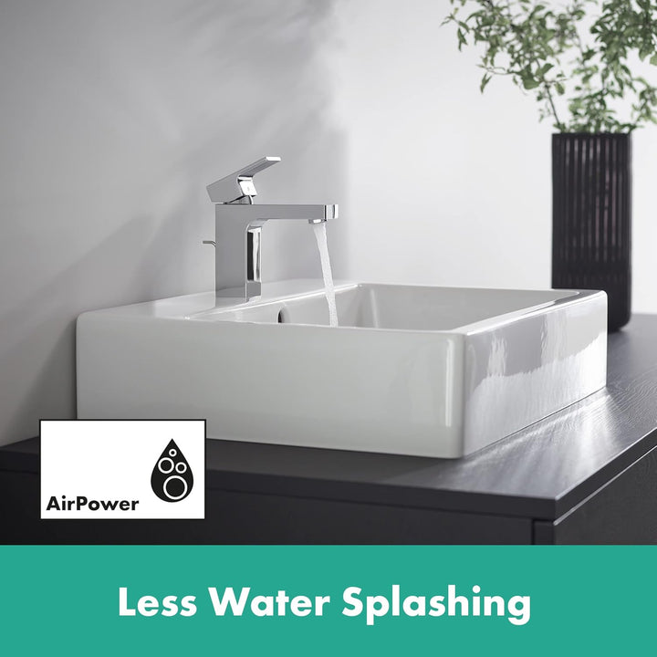 hansgrohe Vernis Shape - Waschtischarmatur mit Zugstangen-Ablauf, Wasserhahn Bad mit Auslauf Höhe 95