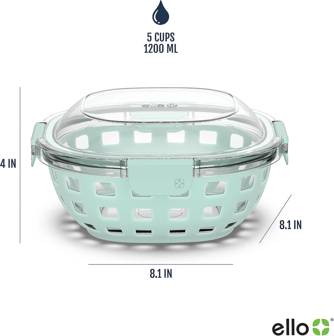 Ello DuraGlass Frischhaltedose aus Glas – Mahlzeiten-Vorbereitungsbehälter mit Silikonhülle und luft