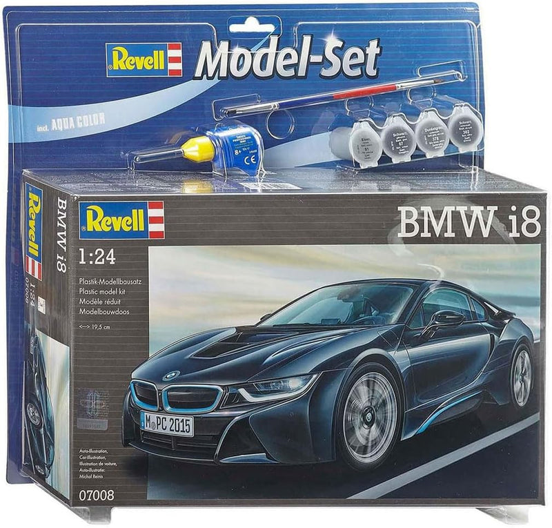 Revell Modellbausatz Auto 1:24 - BMW i8 im Massstab 1:24, Level 4, originalgetreue Nachbildung mit v