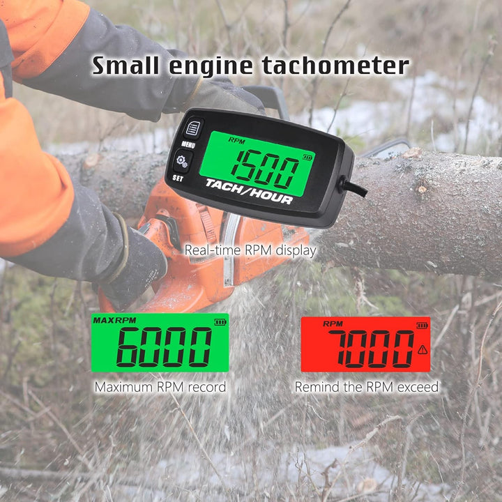 2 Artikel-HonorMeet Digital LCD Hour Meter Tachometer,RPM Record &amp; Calibrate,2 Hintergrundbeleuchtun
