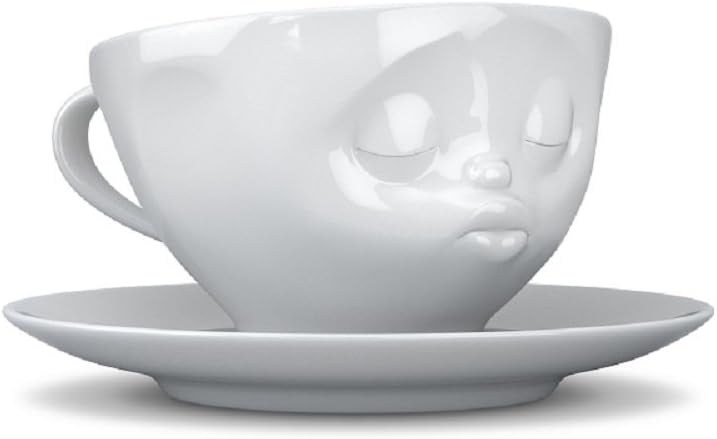 FIFTYEIGHT PRODUCTS Kaffeetassen 2er Set + Servietten, 200 ml, KÜSSEND+GLÜCKLICH