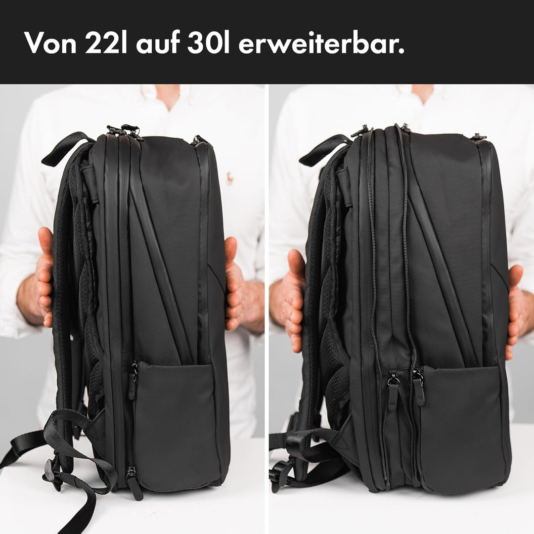 onemate Rucksack Backpack Pro 2 (Herren und Damen) Vielseitig und Durchdacht 22L Schwarz, Schwarz